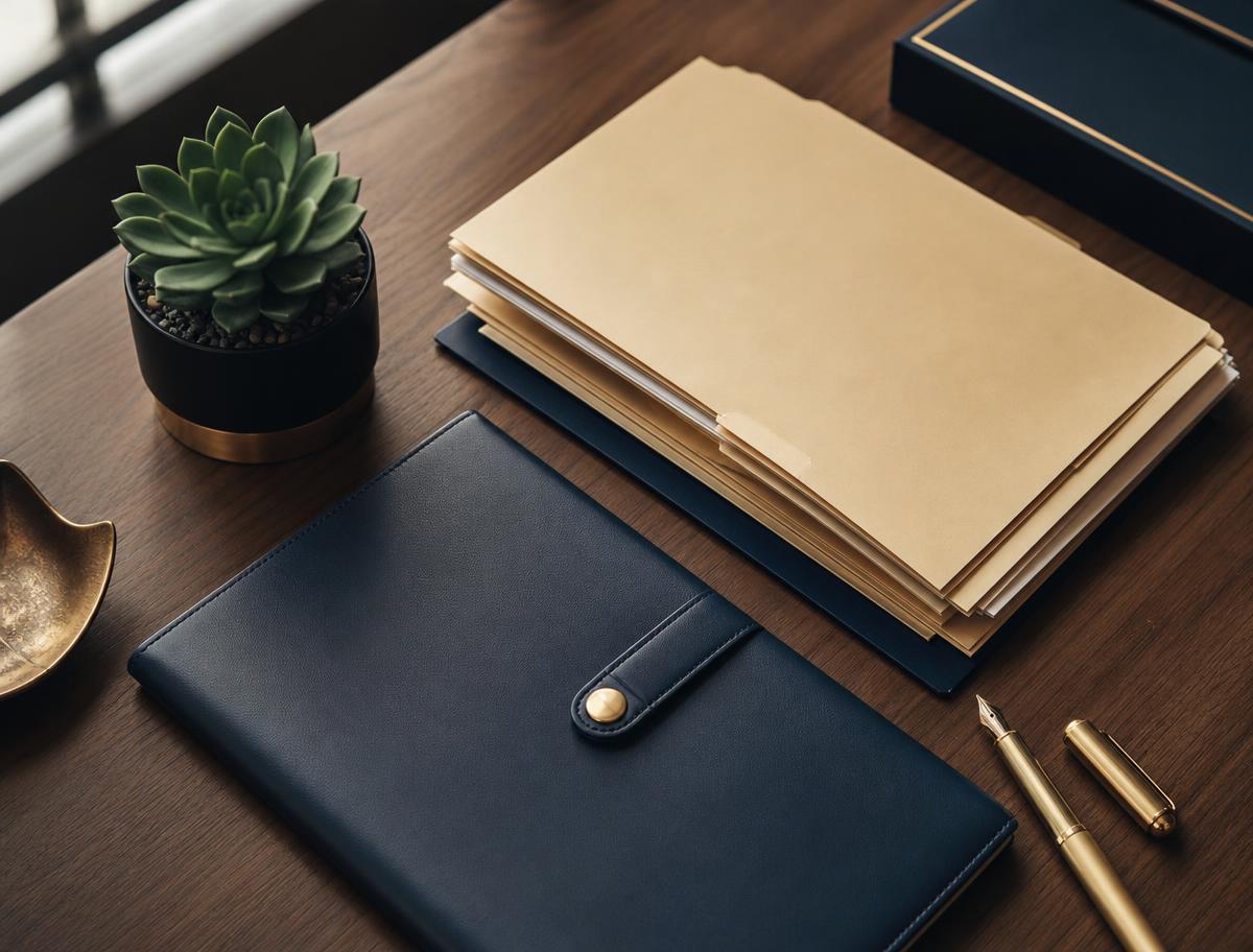 Tax return documents, a calculator, and a pen on a wooden desk